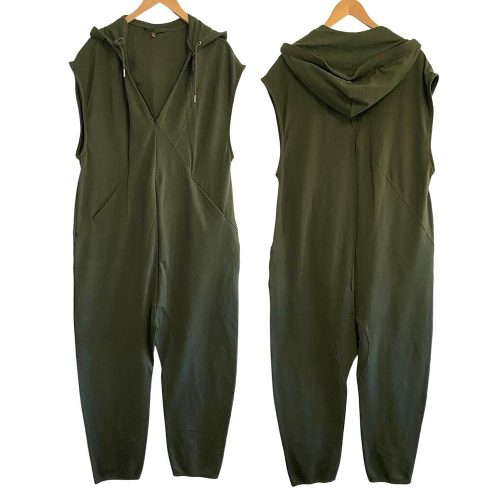 Free People Olive Green Hooded Jumpsuit